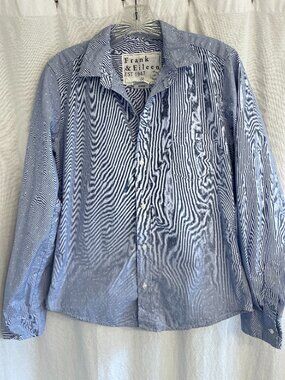 Frank & Eileen "Barry" light blue printed button-up shirt, size Medium